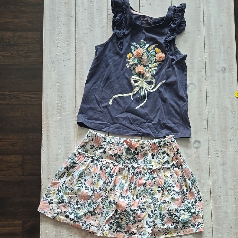 Floral Kids Skirt And Top